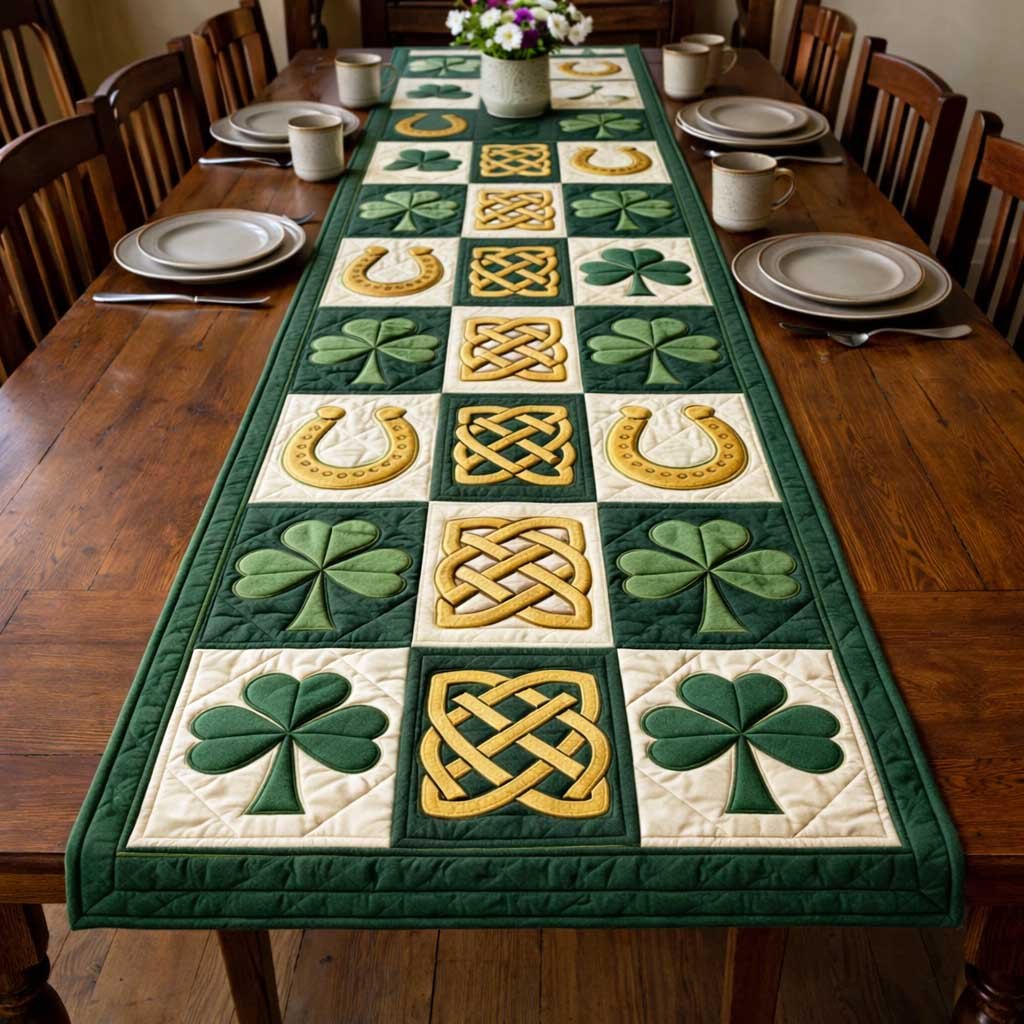 Horseshoes Shamrocks and Celtic Knots Table Runner