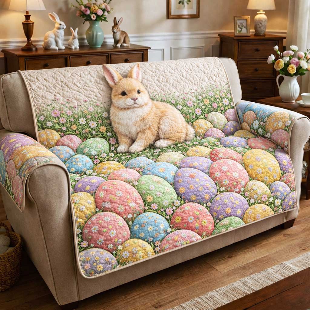 Ginger Bunny Above the Egg Field Sofa Cover