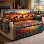 Wild Horses at the Desert Sunset Sofa Cover