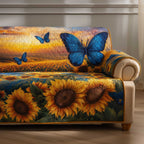 Blue Butterfly over Sunflowers Sofa Cover