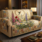 Hummingbird Among Foxglove and Roses Sofa Cover