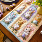 Bunnies in Pastel Pane Squares Table Runner
