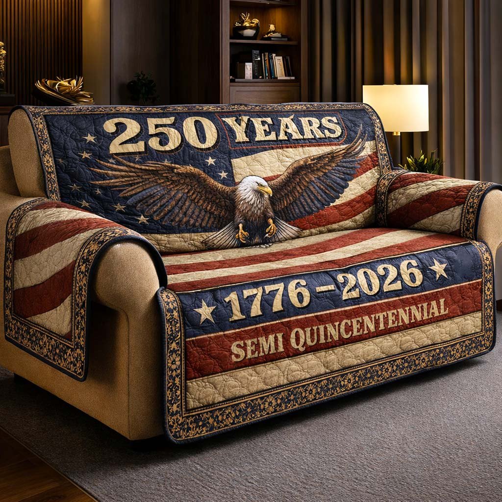 Semiquincentennial Eagle Over Stripes Sofa Cover