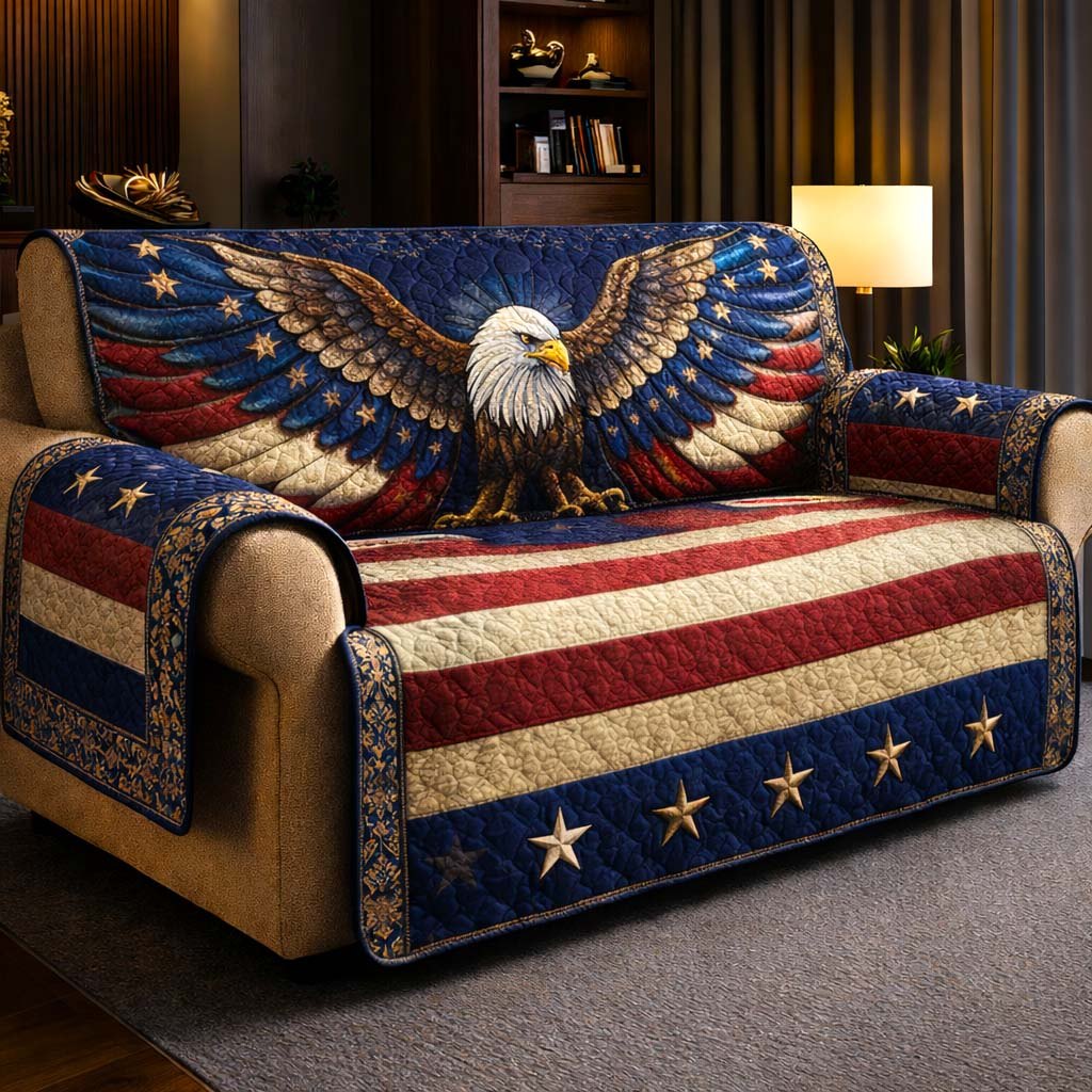 Eagle Wings Across the Flag Sofa Cover