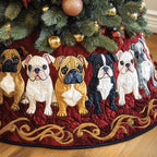 Frenchie Line on the Wine Band Christmas Tree Skirt