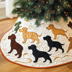 Chocolate and Black Labradors on Ivory Christmas Tree Skirt