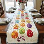 Rainbow Eggs in Two Rows Table Runner