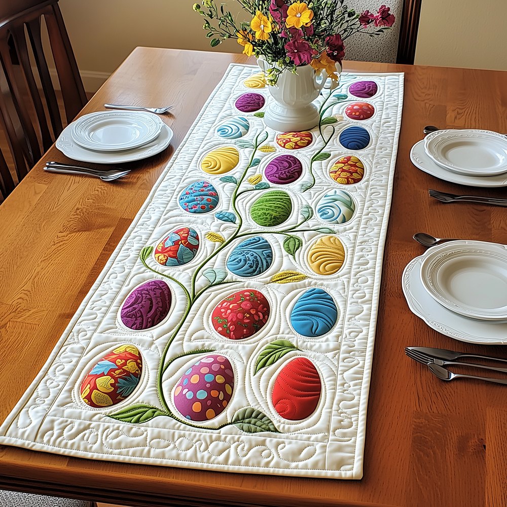 Eggs on Climbing Green Vines Table Runner