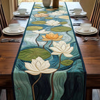 White Water Lilies on Green Pads Table Runner