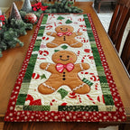 Gingerbread Man with Candy Canes Table Runner