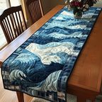 Soft Blue Waves in Quilted Swirls Table Runner