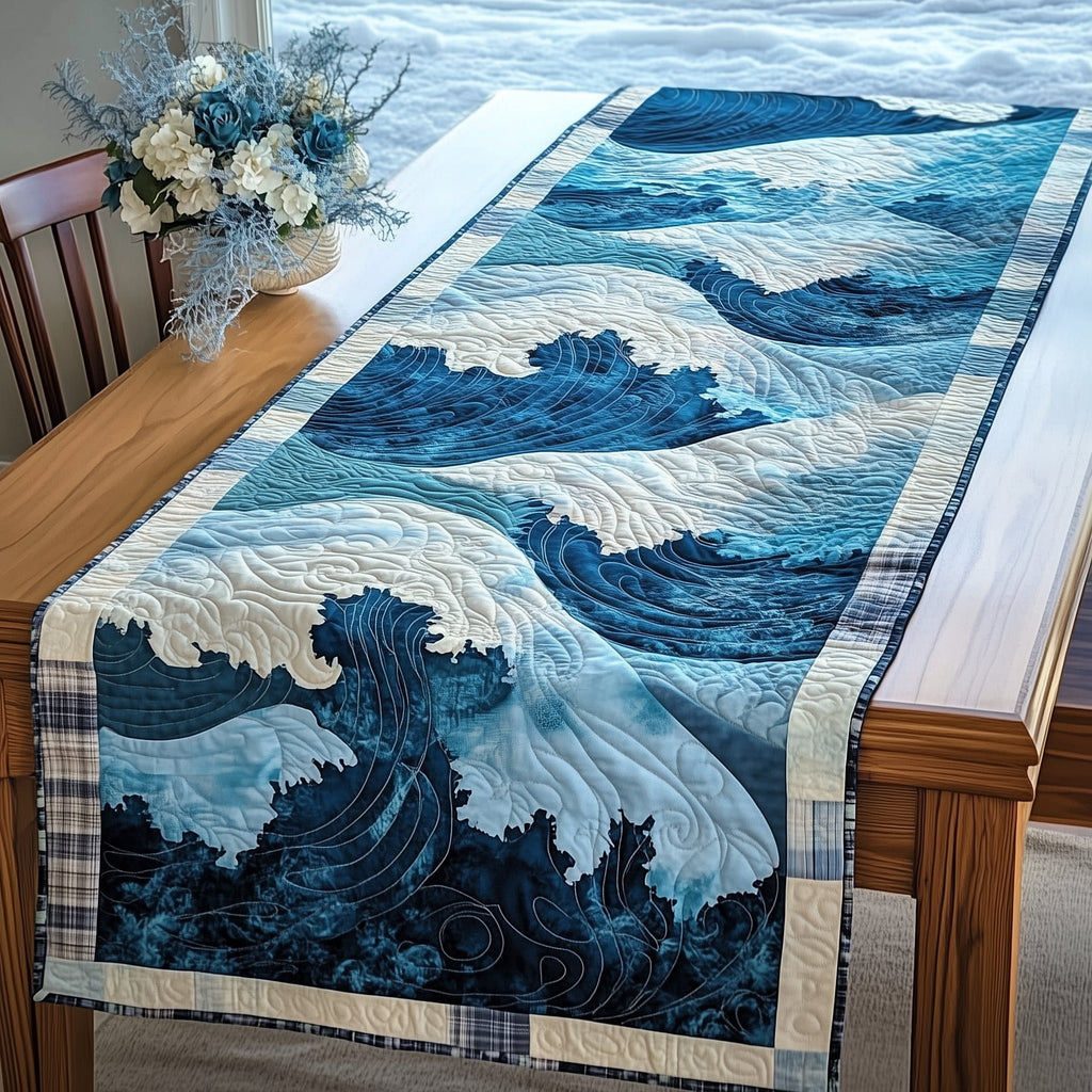 Cresting Wave on Deep Blue Sea Table Runner