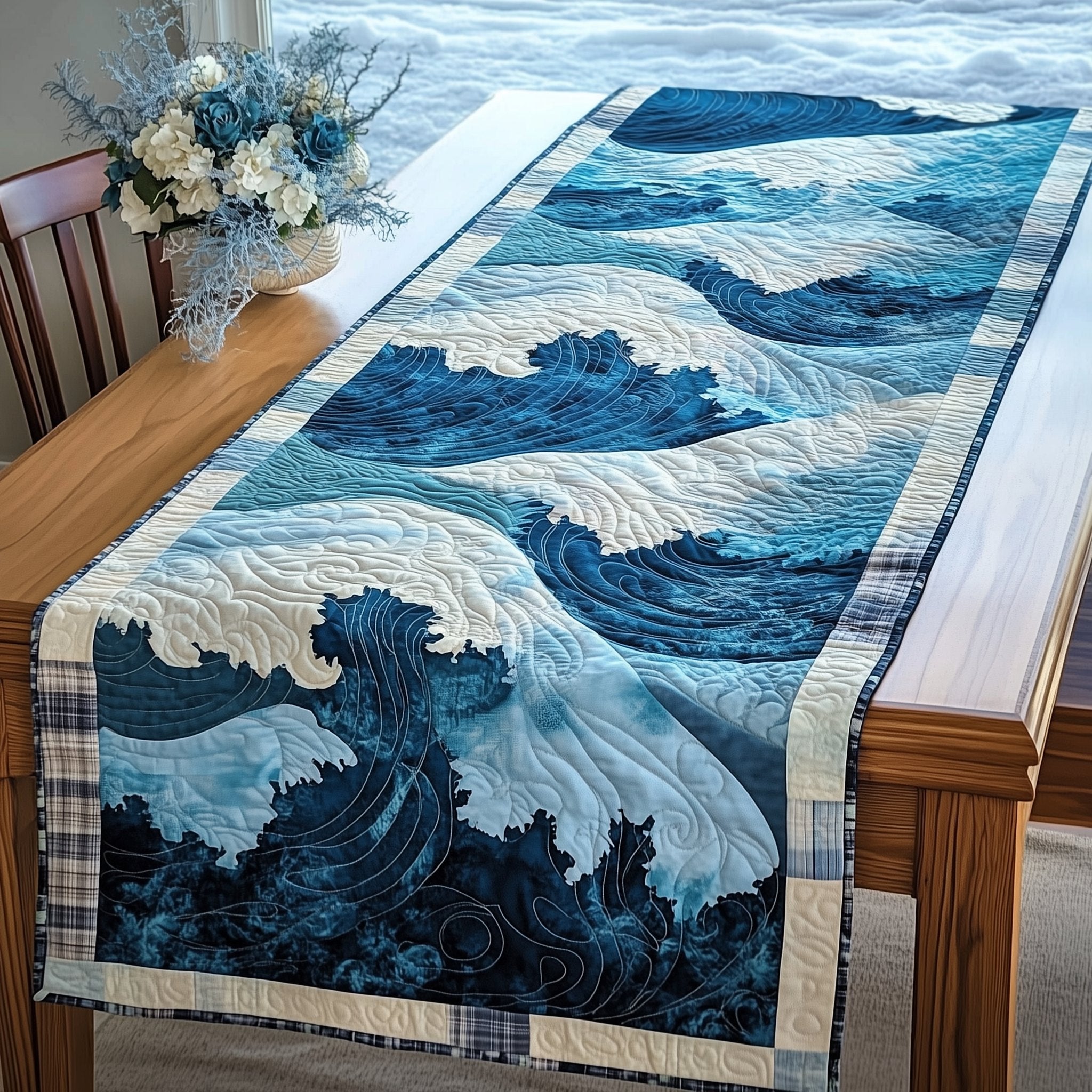 Cresting Wave on Deep Blue Sea Table Runner