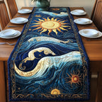 Sun and Moon Above Ocean Swirls Table Runner