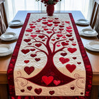 Heart Tree with Scattered Red Hearts Table Runner