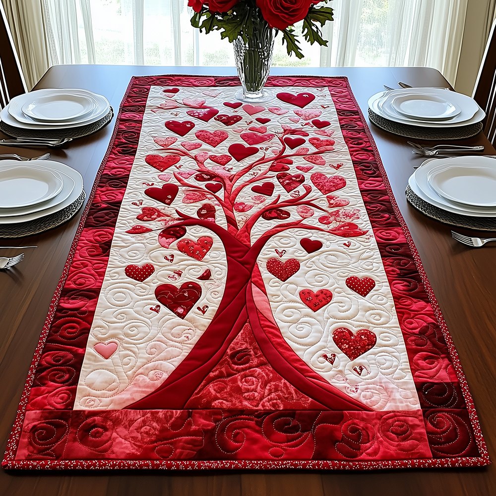 Slim Heart Tree on Cream Table Runner