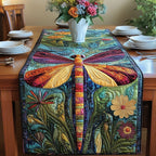 Dragonfly on Blue Green Foliage Table Runner