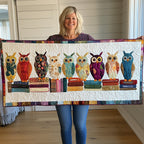 Owls Perched on Layered Books Table Runner