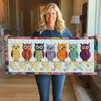 Owls on Swirl Patterned Cream Table Runner