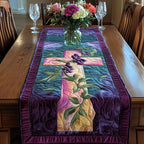 Cross with Grapes on Purple Table Runner