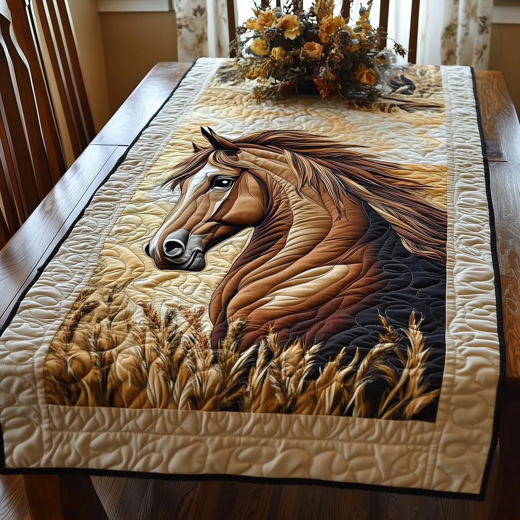 Chestnut Horse in Golden Wheat Table Runner