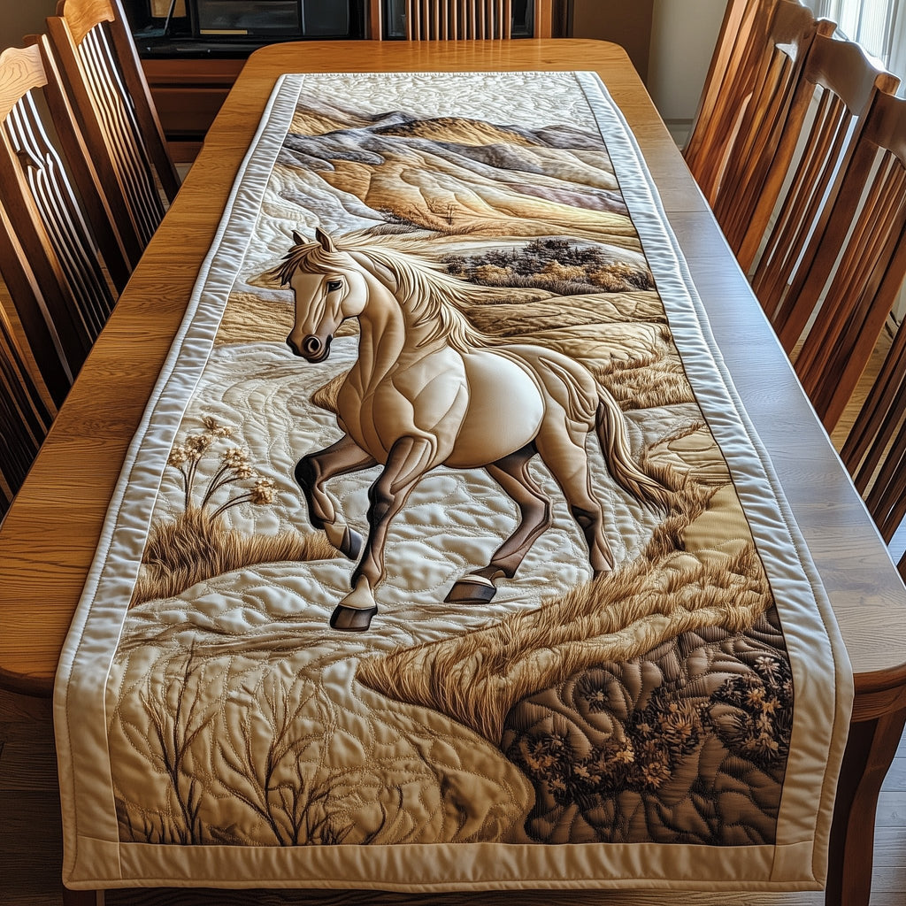 Pale Horse in Windswept Field Table Runner