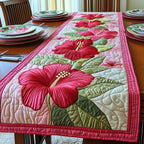 Crimson Hibiscus with Pink Border Table Runner