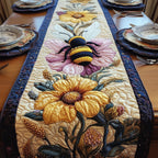 Bumblebee over Golden Sunflowers Table Runner
