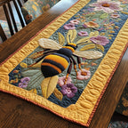 Bumblebee on Purple Floral Panel Table Runner