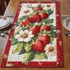 Strawberries with Cream Daisies Table Runner