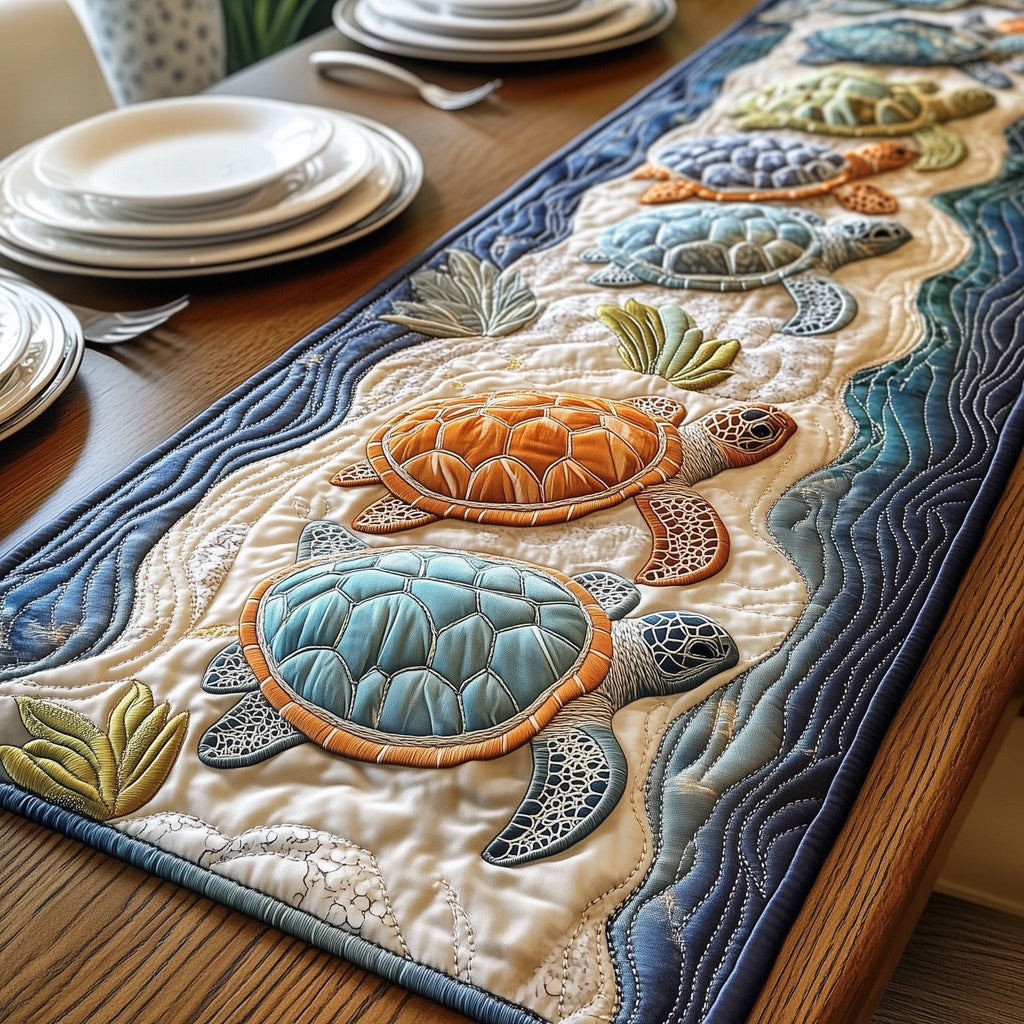 Pale Turtles on Sandy Ripples Table Runner