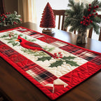 Cardinal on Red Tartan Border Table Runner