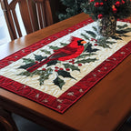 Cardinal Among Holly Leaves Table Runner