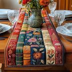Bright Book Spines with Flowers Table Runner