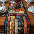 Book Rows with Leafy Sprigs Table Runner