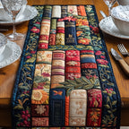 Library Books with Wildflowers Table Runner