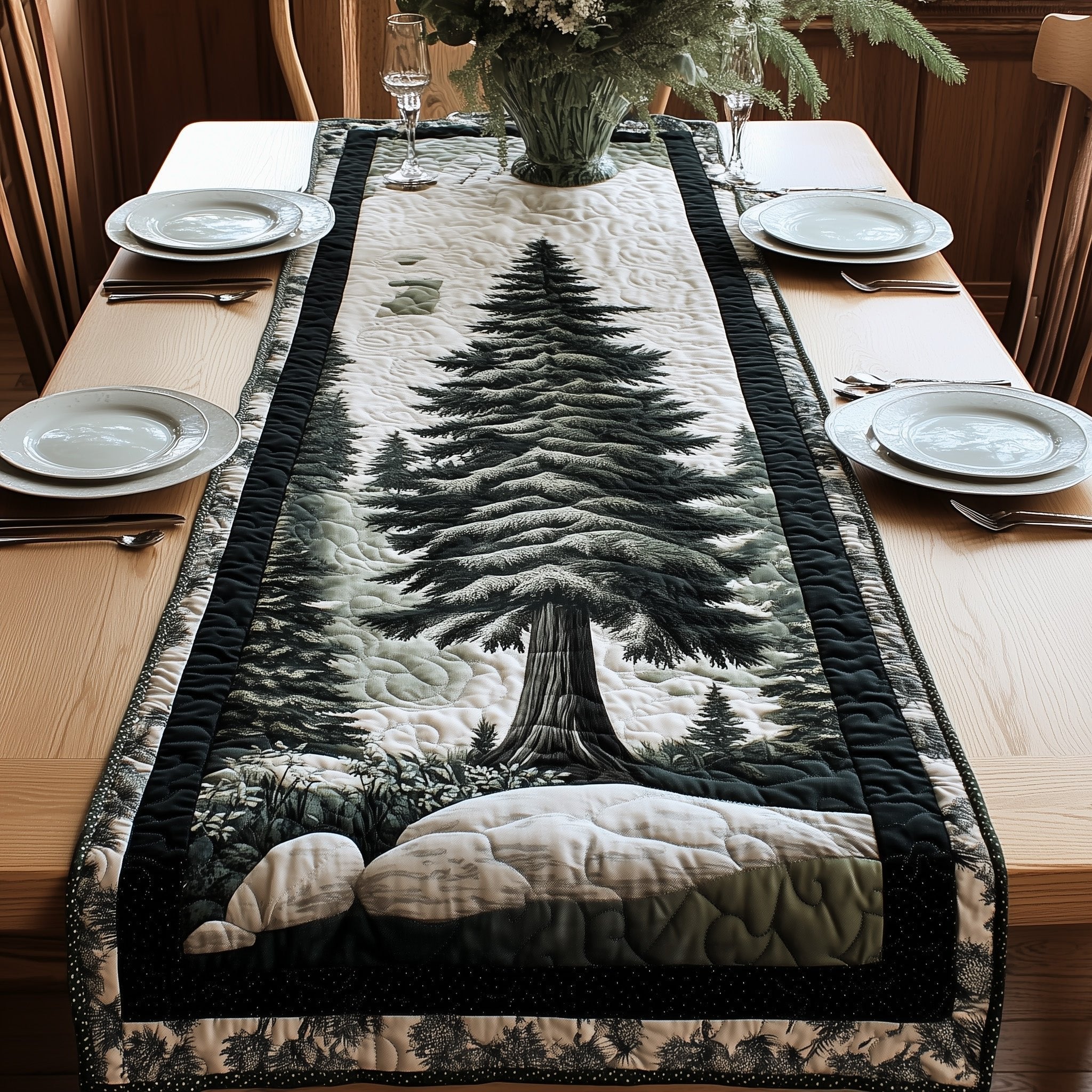 Single Wide Tree in Grey Woods Table Runner