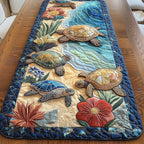 Turtles with Red Flower on Reef Table Runner