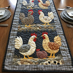 Speckled Hens on Plaid Frame Table Runner
