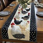 Hens on Black Polka Dot Border Table Runner