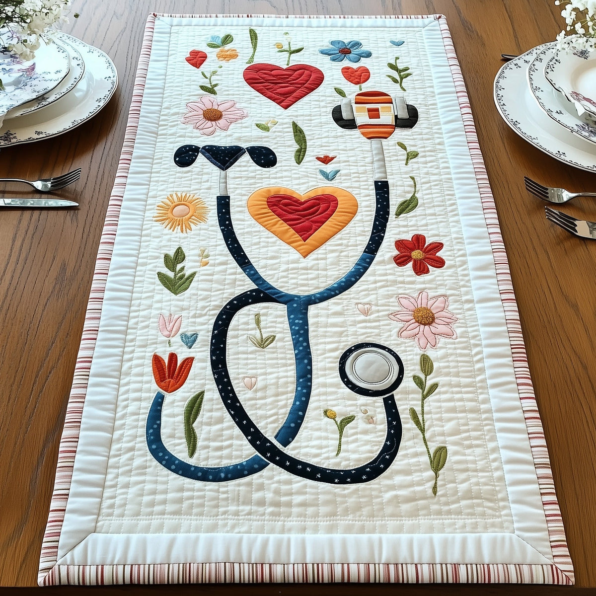 Floral Stethoscope Table Runner