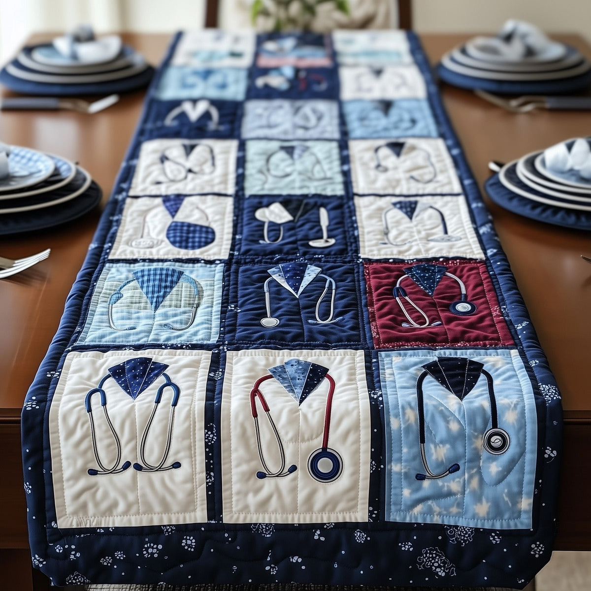 Stethoscope Nurse Table Runner