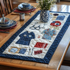Medical Tools on Blue Border Table Runner