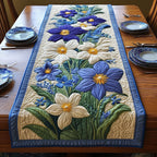 White Lilies and Blue Blossoms Table Runner