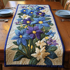 Blue Purple and Cream Flower Cluster Table Runner