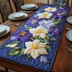 Violet Blooms with Yellow Stamens Table Runner