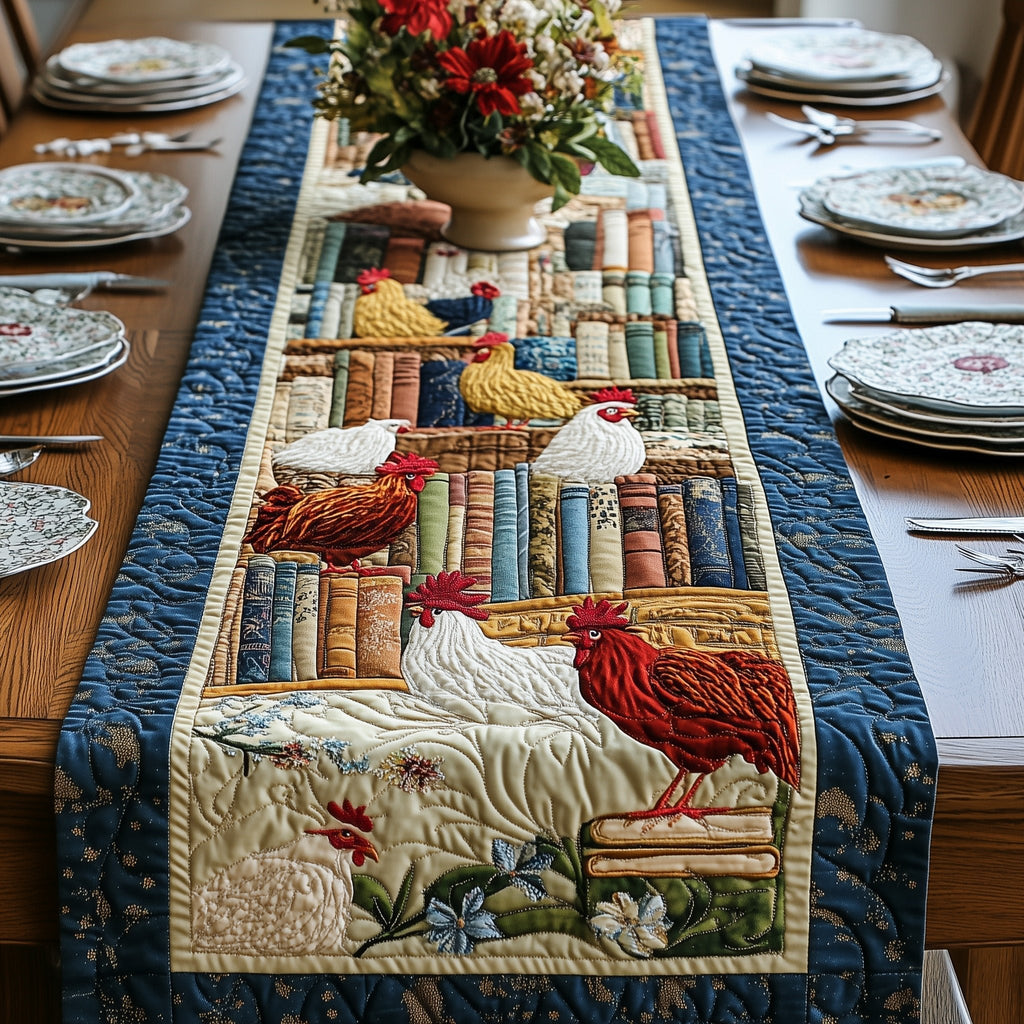 Red Rooster by Bookshelf Table Runner