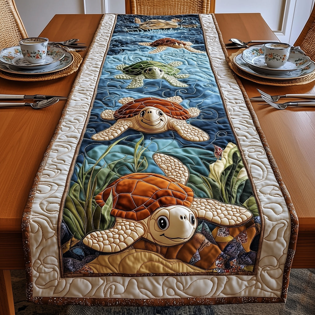 Turtle Pair on Sandy Bottom Table Runner