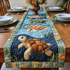 Two Turtles on Blue Panels Table Runner