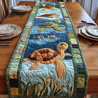 Turtle with Fish in Blue Sea Table Runner